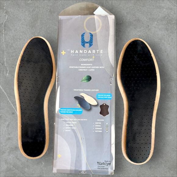 HANDARTE Leather Full Length Dress Shoe Insoles Pair Unisex EU40 US W8.5 / M7 - Picture 2 of 6